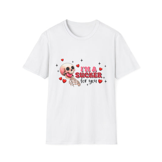 Funny Skeleton Love T-Shirt: "I'm a Sucker for You" Valentine's Day Graphic Tee - Unique Couple's Gift