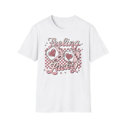 Sweet Feeling Lucky Dice & Hearts T-Shirt - Trendy Kawaii Love Charm Tee for Women & Teens