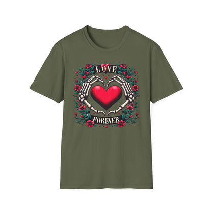 Stunning Love Forever Skeleton Hands Heart T-Shirt | Gothic Romance Till Death Do Us Part Tee | Unique Couple's Gift