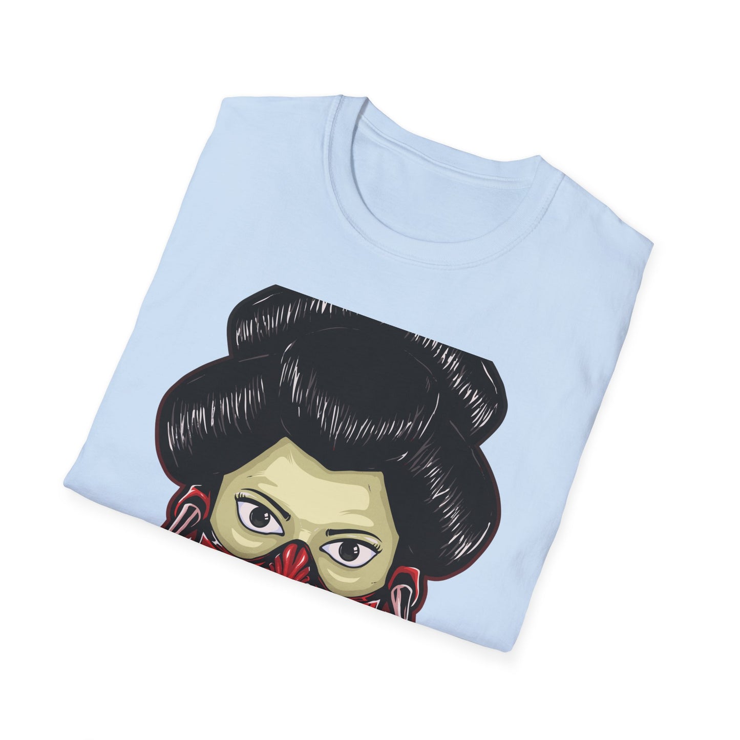 Fierce Hannya Mask T-Shirt | Striking Japanese Oni Demon Warrior Tee with Blade | Bold Traditional Art Statement Shirt