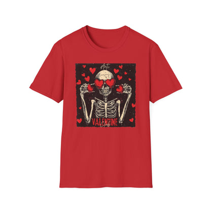 Anti Valentine Club Skeleton T-Shirt - Edgy Skull with Heart Sunglasses & Dripping Hearts | Grunge Anti-Love Tee