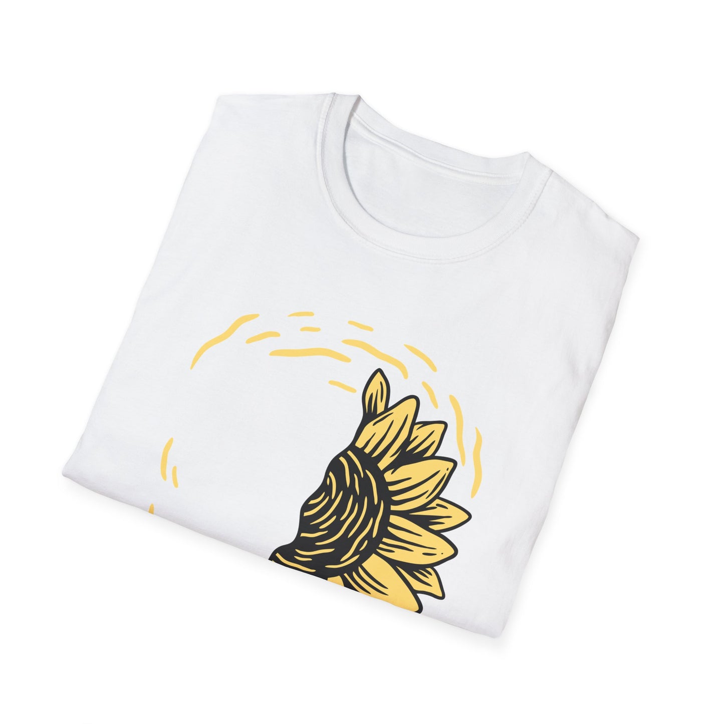 Radiant Half Sunflower T-Shirt | Unique Hand-Drawn Floral Tee for Sunny Vibes & Nature Lovers