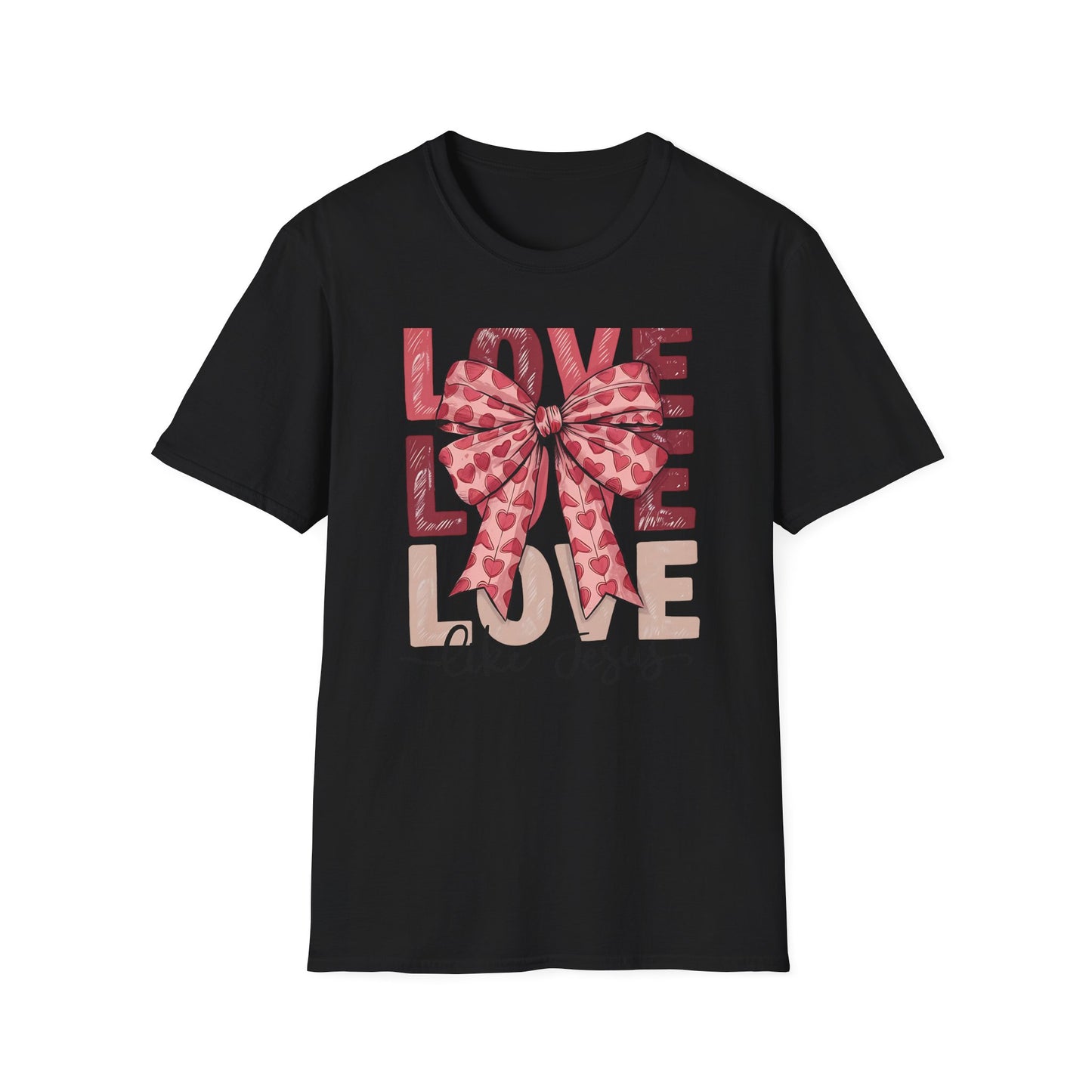 Charming Pink Heart Bow 'LOVE' T-Shirt - Sweet Valentine's Day & Romantic Women's Graphic Tee
