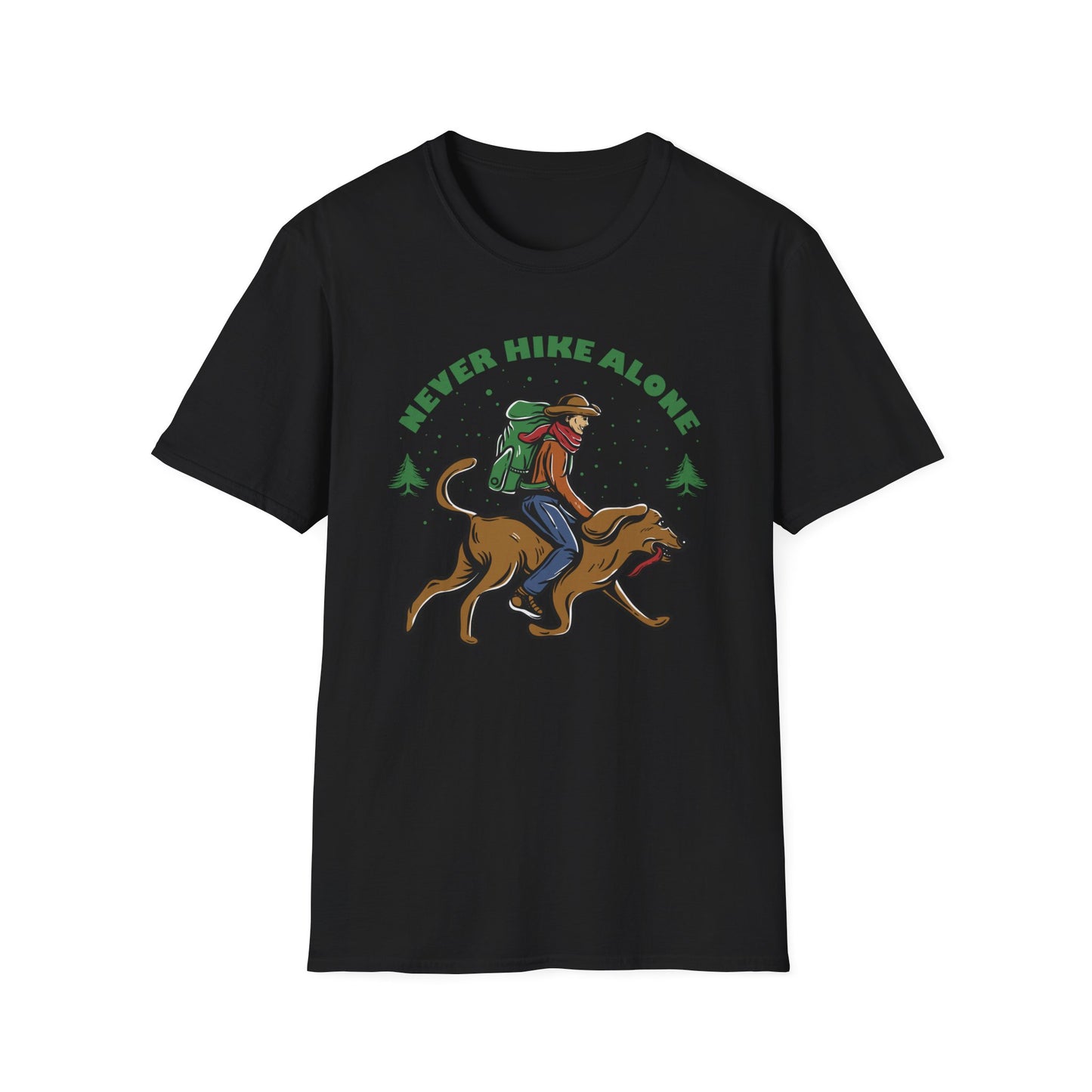 Never Hike Alone T-Shirt | Epic Hiker & Dog Lover Tee for Outdoor Adventures | Companion Goal Shirt Gift