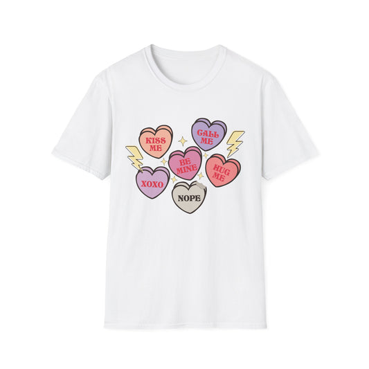 Cute & Sarcastic Retro Conversation Hearts T-Shirt | Funny Valentine's Day 'Nope' Candy Tee Gift