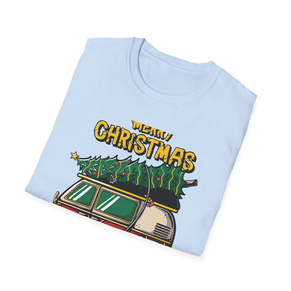 Retro Christmas Van T-Shirt | Awesome Holiday Tree & Skateboard VW Bus Tee | Unique Vintage Xmas Apparel Gift