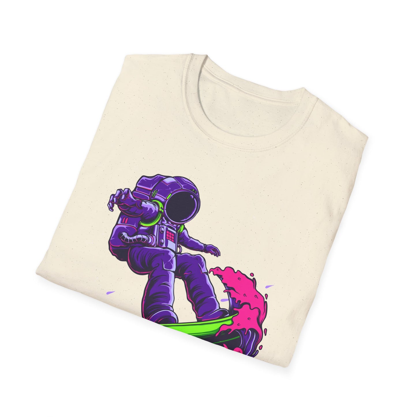 Vibrant Astronaut Surfing T-Shirt - Epic Space Wave Design for Sci-Fi & Surf Lovers | Unique Cosmic Apparel
