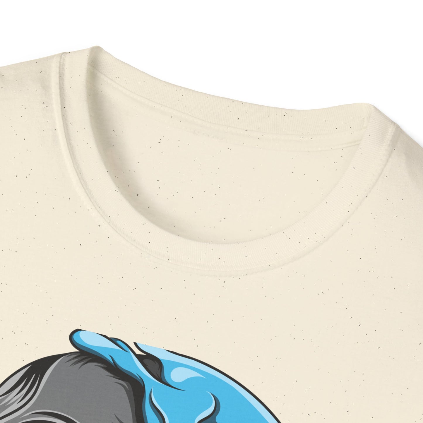 Epic Melting Skull & Blue Cartoon Split Face T-Shirt | Unique Edgy Graphic Tee for Streetwear & Art Lovers