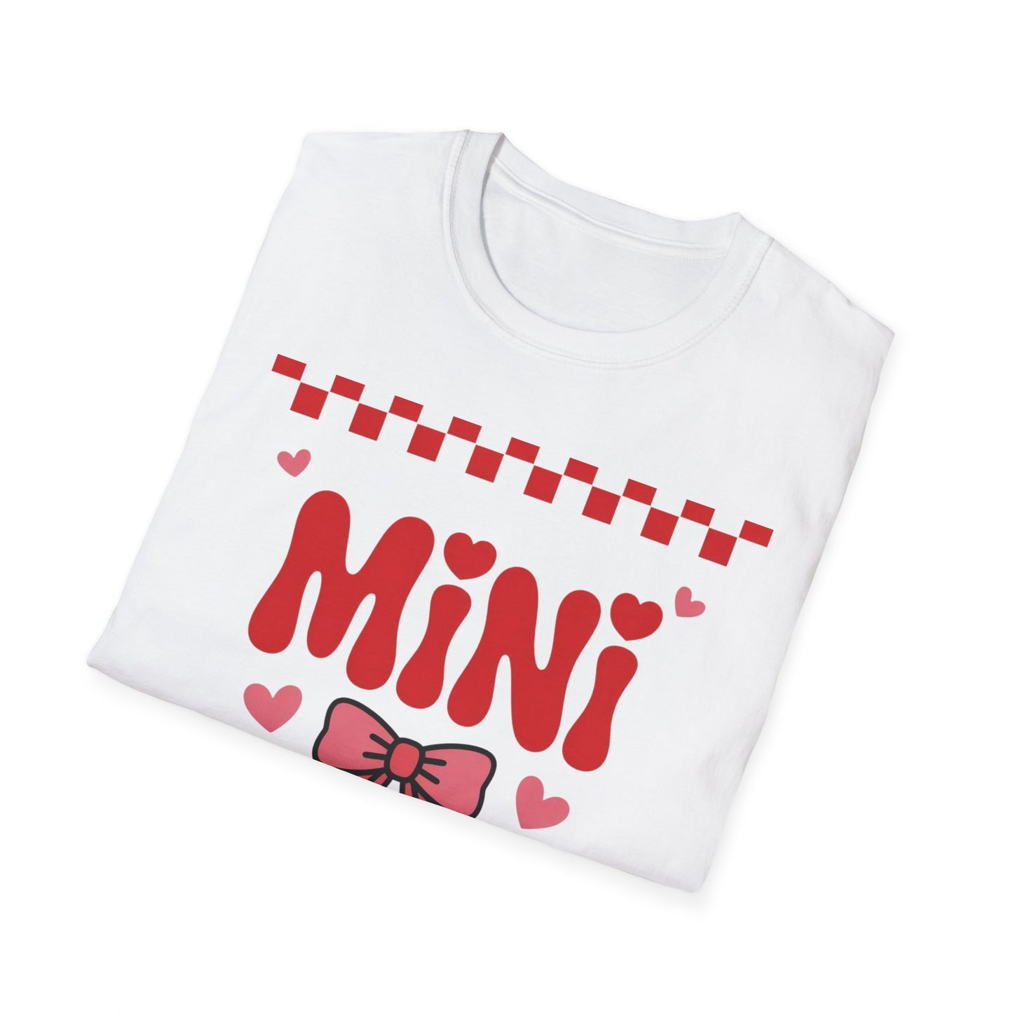 Adorable "MINI" Hearts & Bow T-Shirt | Trendy Checkered Design for Cute Girls & Sweethearts | Perfect Gift Tee