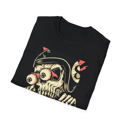 Epic 8-Ball Biker Skull T-Shirt | Spiked Helmet & Popping Eyes Graphic Tee | Unique Grunge Rocker Style Apparel