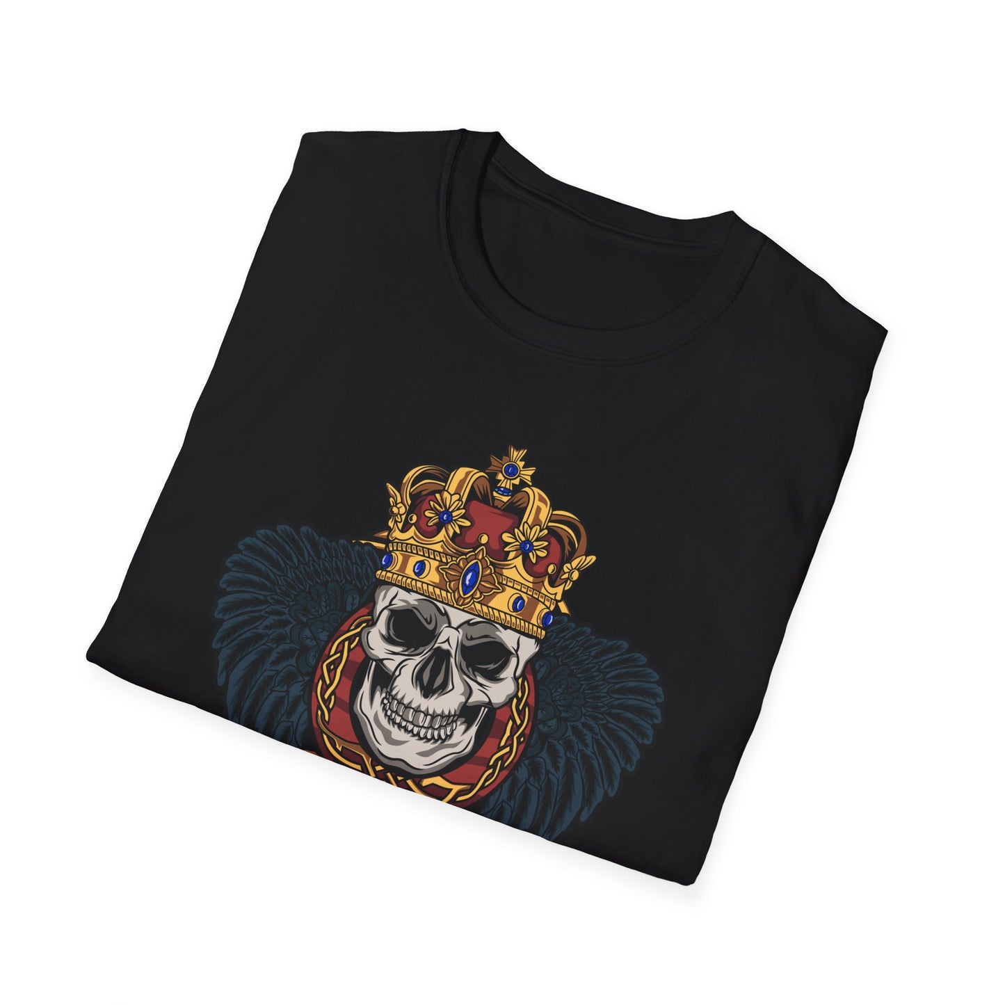Majestic Regal Skull T-Shirt | Crowned King Skull with Dark Wings & Celtic Knot | Gothic Fantasy Apparel Gift
