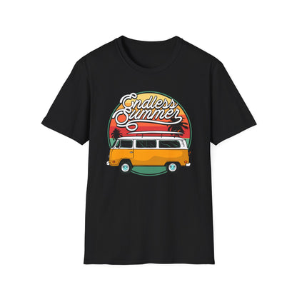 Iconic Endless Summer VW Bus T-Shirt | Vintage Surf Van & Sunset Palm Trees Tee | Perfect Beach Trip Gift