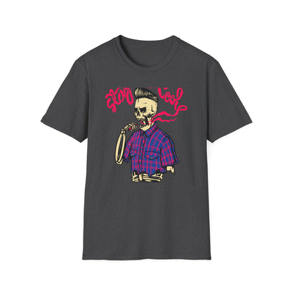 Stay Cool Skeleton Vaper T-Shirt | Edgy Greaser Pompadour Tee for Rockabilly & Alternative Style Fans