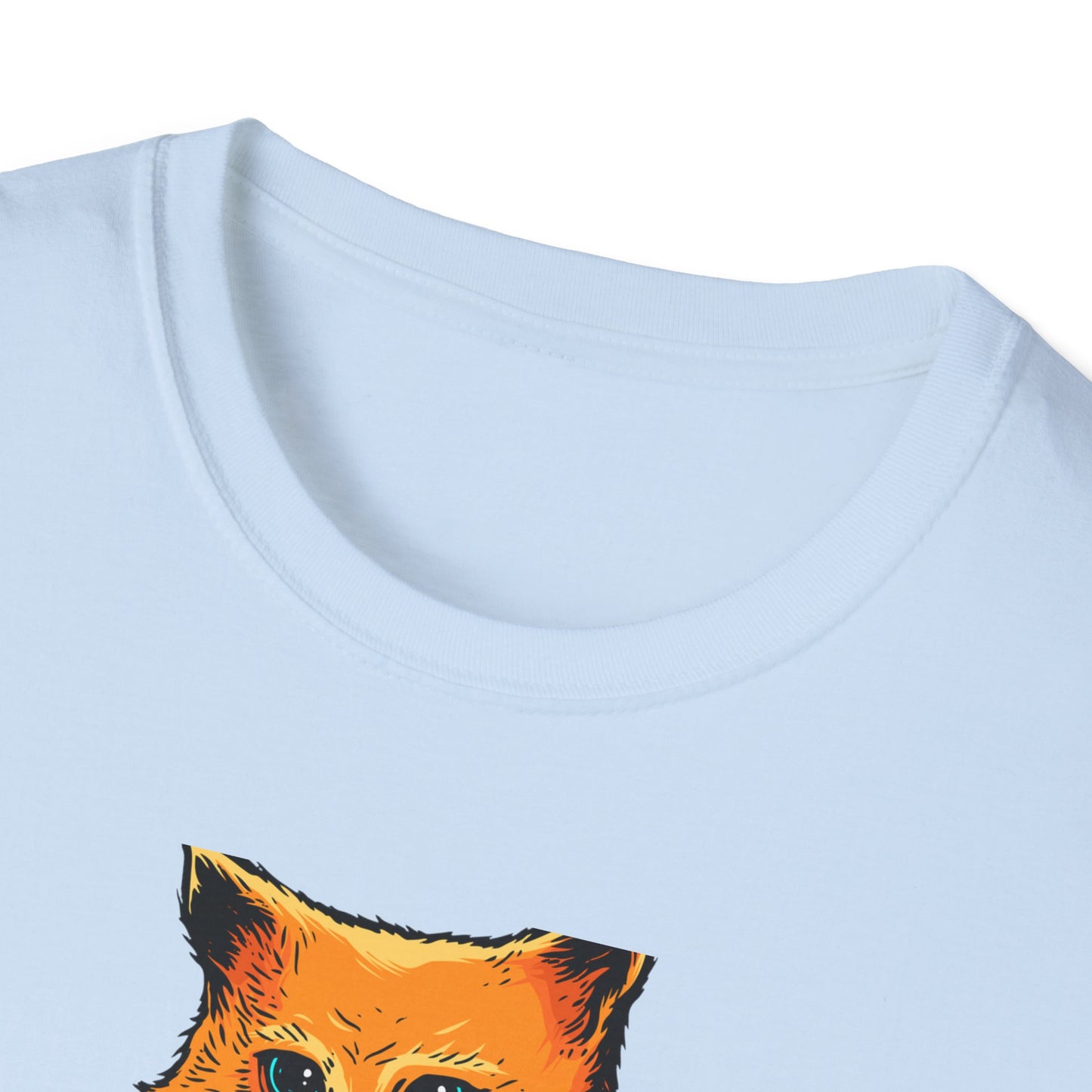 Vibrant Orange Cat & Food Bowl T-Shirt | Adorable Blue-Eyed Feline Lover Tee | Unique Pet Owner Gift Idea