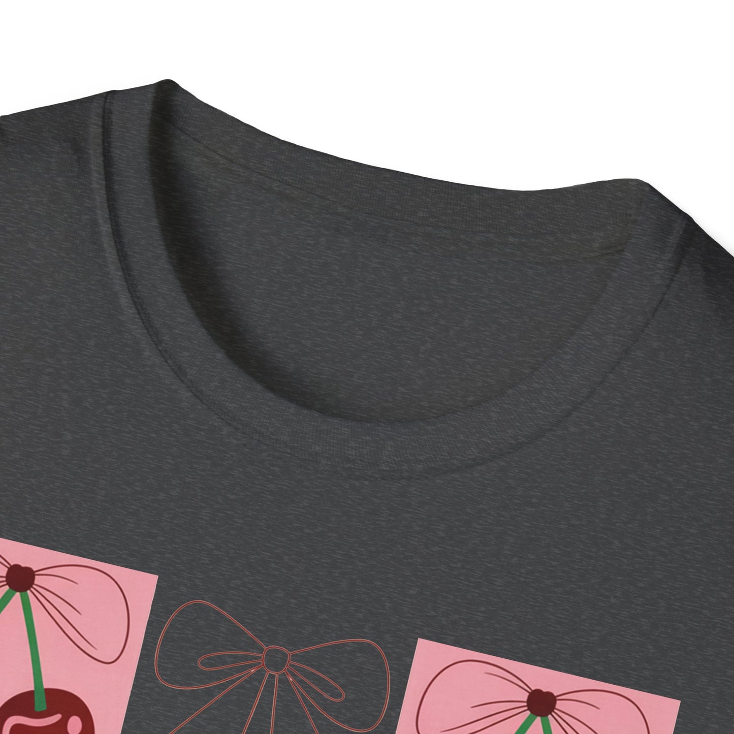 Charming Coquette Cherry Bow T-Shirt | Sweet Pink Aesthetic & Trendy Fruit Pattern Tee for Women