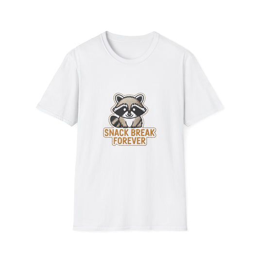 Adorable Raccoon 'Snack Break Forever' T-Shirt - Funny Foodie Animal Lover Gift - Ultimate Cozy Tee