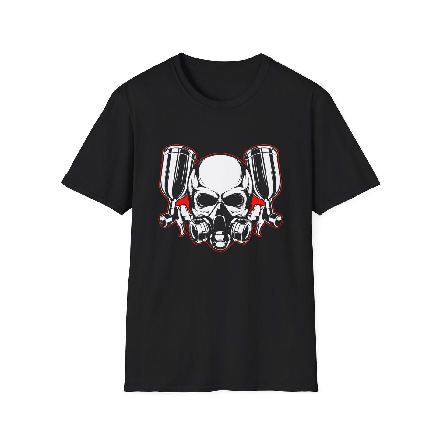 Bold Skull Gas Mask Spray Paint T-Shirt | Ultimate Airbrush Artist & Car Mechanic Gear Tee