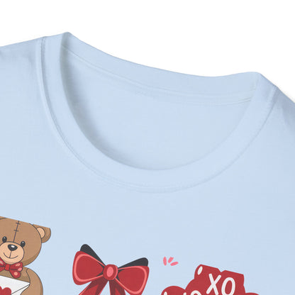 Adorable Valentine's Day Love T-Shirt | Cute Teddy Bear XOXO Heart Balloons & Sweet Treats Tee | Perfect Romantic Gift for Her