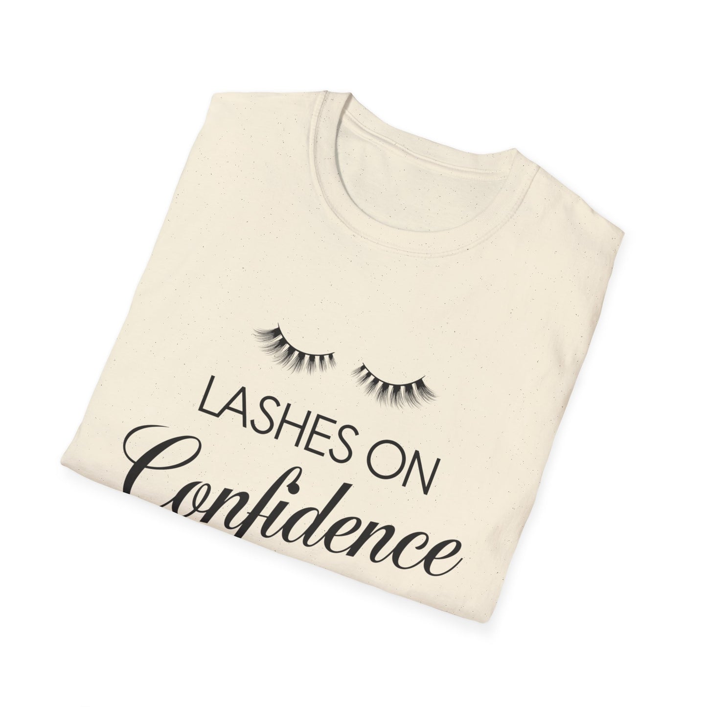 Empowering 'Lashes On Confidence Up' T-Shirt | Chic Lash Lover Tee for Women | Trendy Beauty Queen Gift