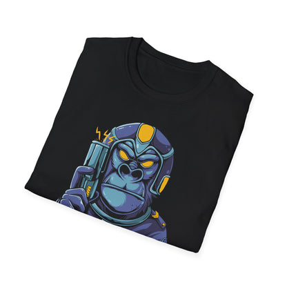 Epic Space Soldier Gorilla T-Shirt: Fierce Sci-Fi Ape Blaster Tee - Galactic Warrior Graphic for Gamers & Sci-Fi Fans