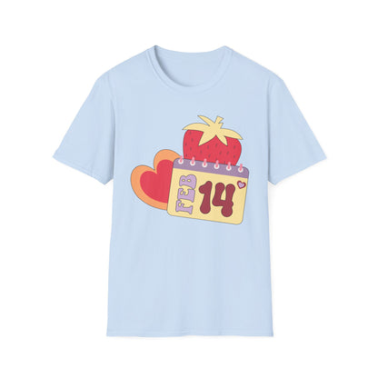 Sweet Valentine's Day T-Shirt: Adorable Feb 14th Strawberry Calendar Design - Perfect Love Gift Tee