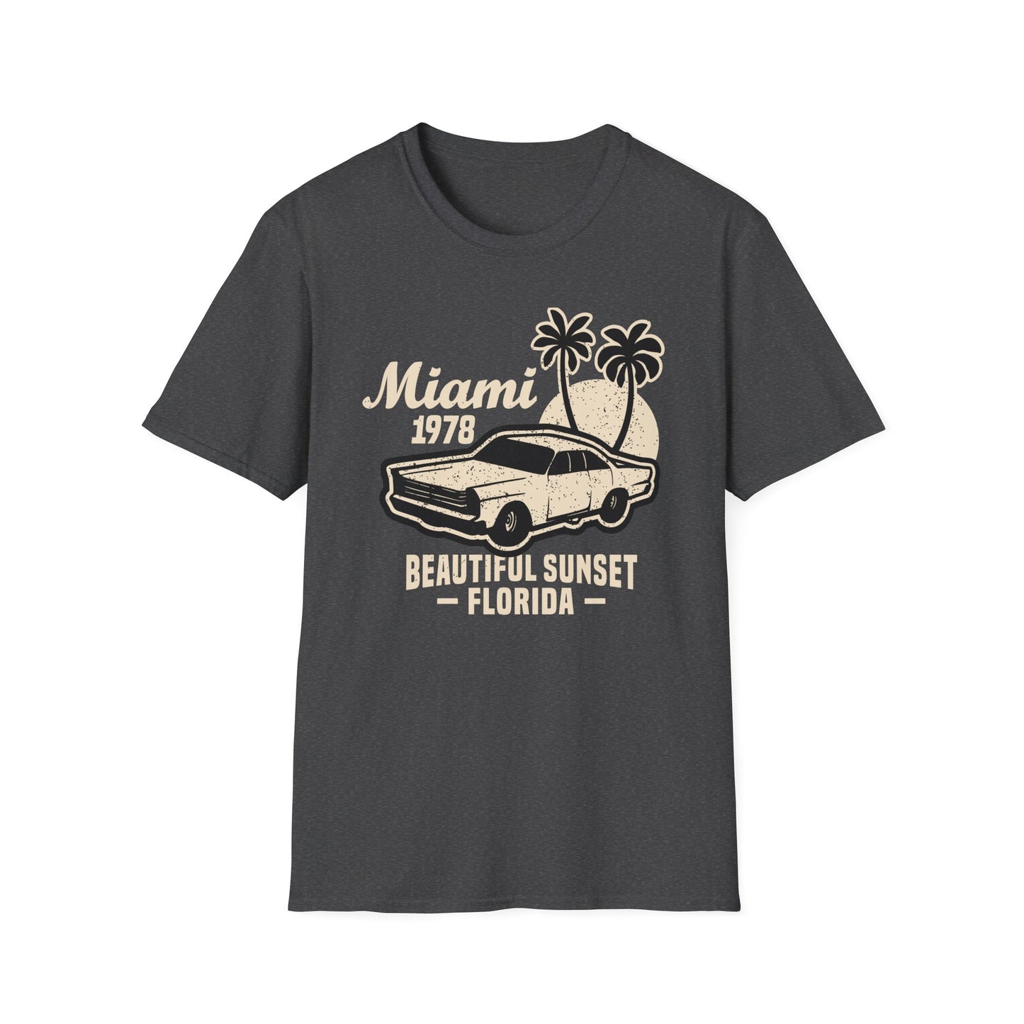 Vintage Miami 1978 Classic Car T-Shirt | Retro Florida Sunset Palm Trees Tee | Iconic 70s Vacation Style