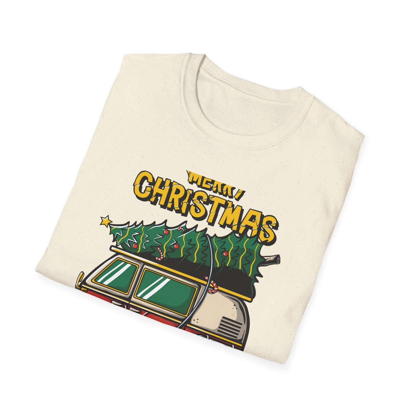 Retro Christmas Van T-Shirt | Awesome Holiday Tree & Skateboard VW Bus Tee | Unique Vintage Xmas Apparel Gift