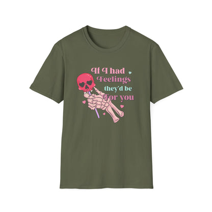 Edgy Romantic Skull T-Shirt | "If I Had Feelings They'd Be For You" Pastel Goth Love Tee | Unique Valentine's Gift