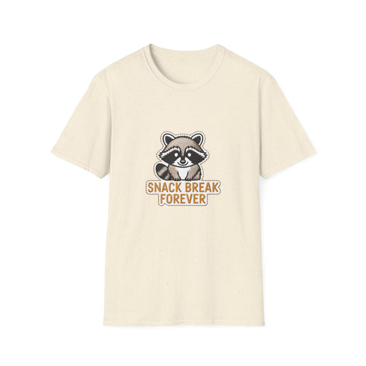 Adorable Raccoon 'Snack Break Forever' T-Shirt - Funny Foodie Animal Lover Gift - Ultimate Cozy Tee