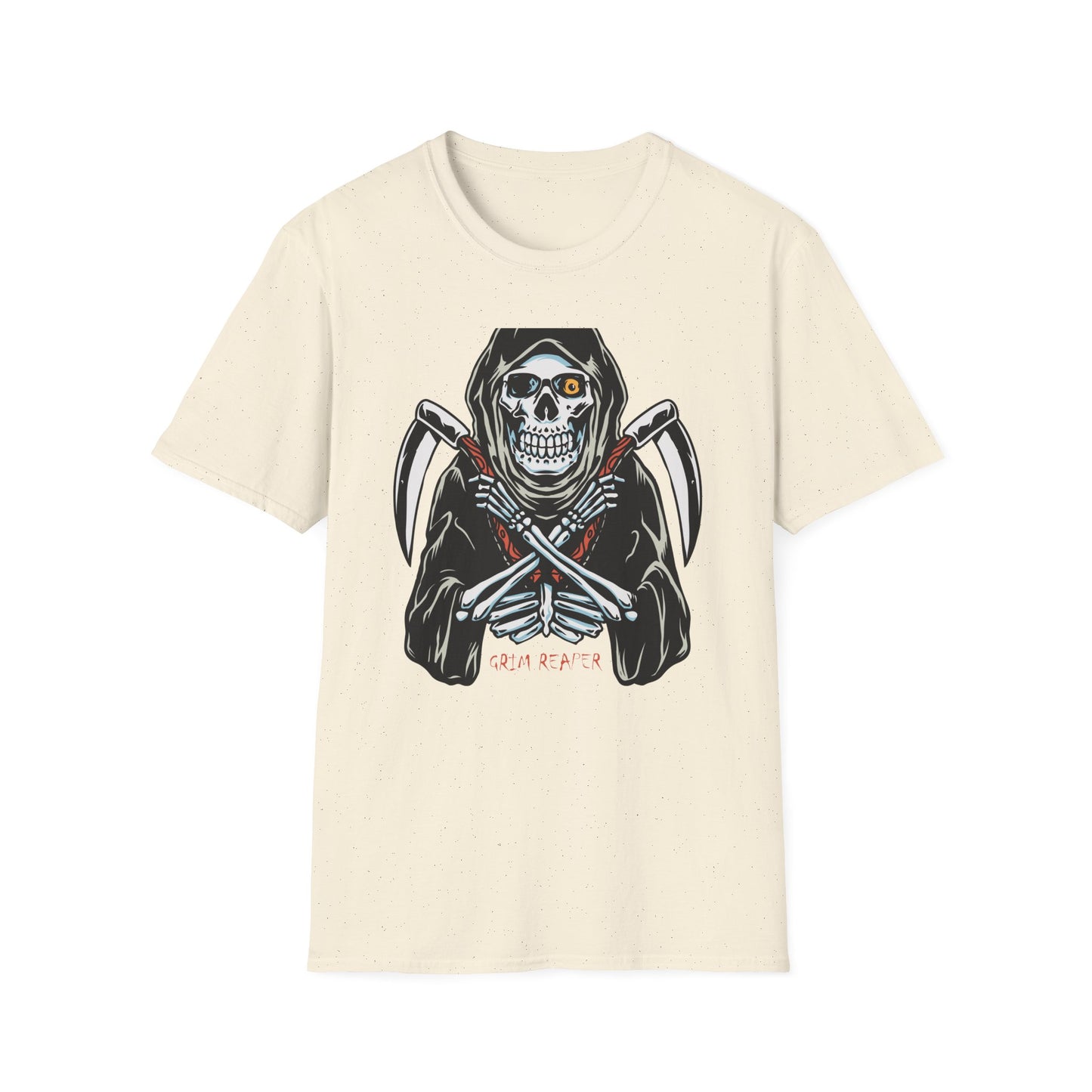 Epic Grim Reaper T-Shirt: Skull & Scythes Design. Bold Gothic Halloween Tee for Men & Women. Unleash Your Inner Darkness!
