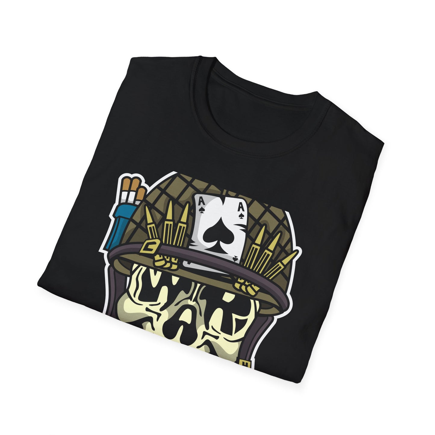 Born to Die Military Skull T-Shirt - Edgy Ace of Spades & Bullet Helmet Tee for Veterans, Bikers & Tattoo Lovers | Bold Statement Shirt