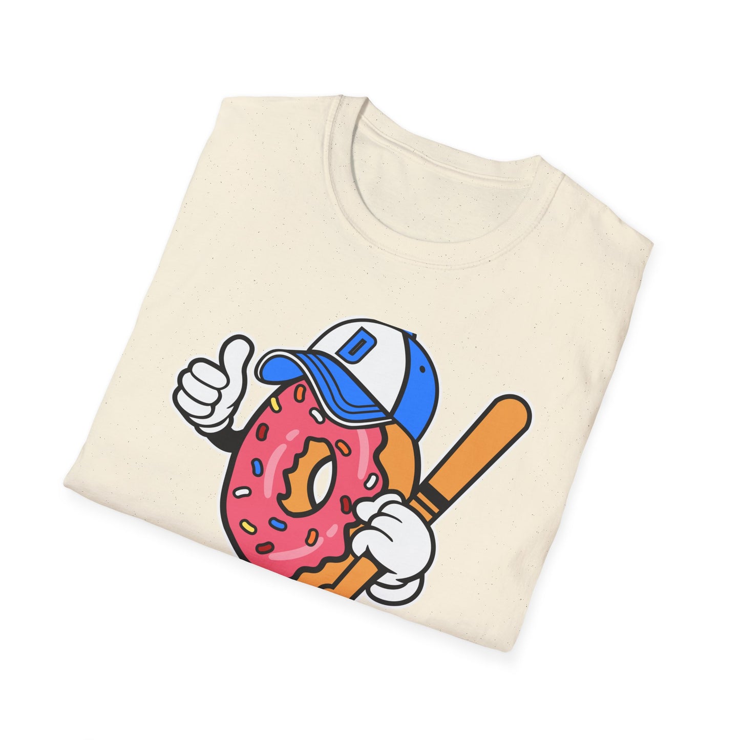 Epic Donut Baseball Player T-Shirt | Fun Sprinkle Drip Tee | Cool Cartoon Mascot Streetwear | Unique Foodie & Sports Fan Graphic Tee