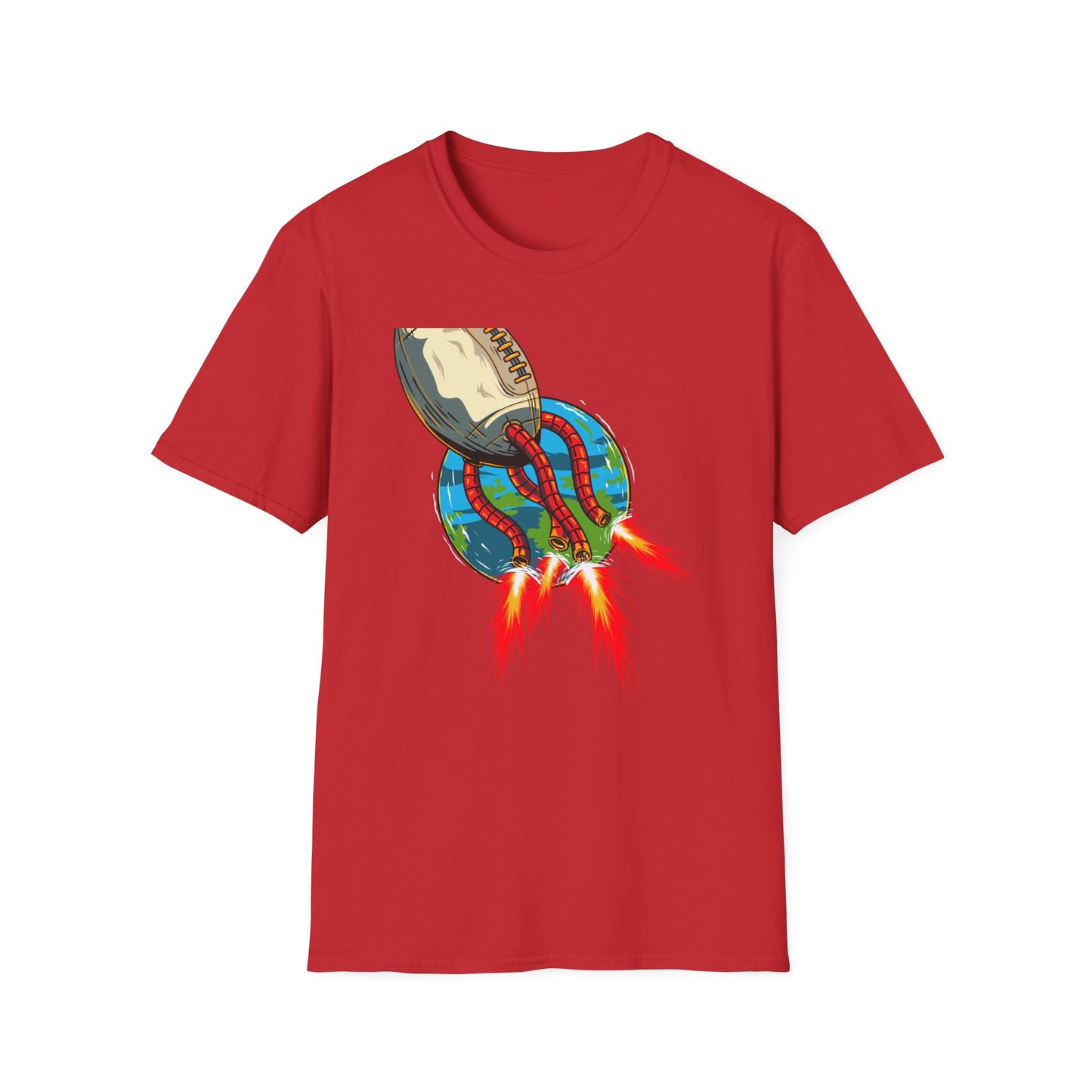Epic Football Rocket Launch T-Shirt - Dynamic Sports & Sci-Fi Fan Apparel