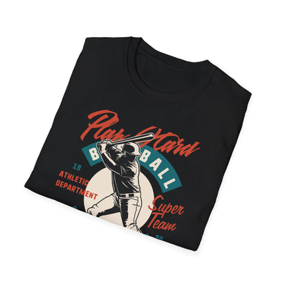 Classic Baseball Play Hard Champion T-Shirt | Vintage Athletic Department Super Team Tee | Dynamic Sports Fan Gift