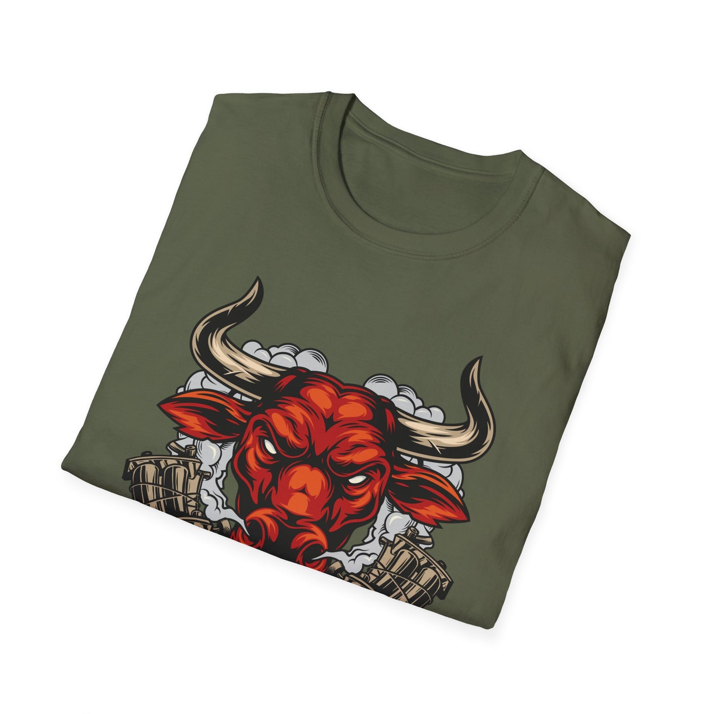 Fierce Red Bull Tattoo Machine T-Shirt | Bold Ink Art Graphic Tee | Edgy & Powerful Apparel Gift