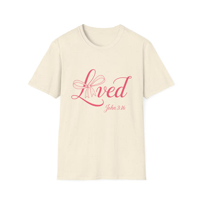 Inspiring 'Loved' John 3:16 Christian T-Shirt for Women - Beautiful Scripture Faith Tee Gift