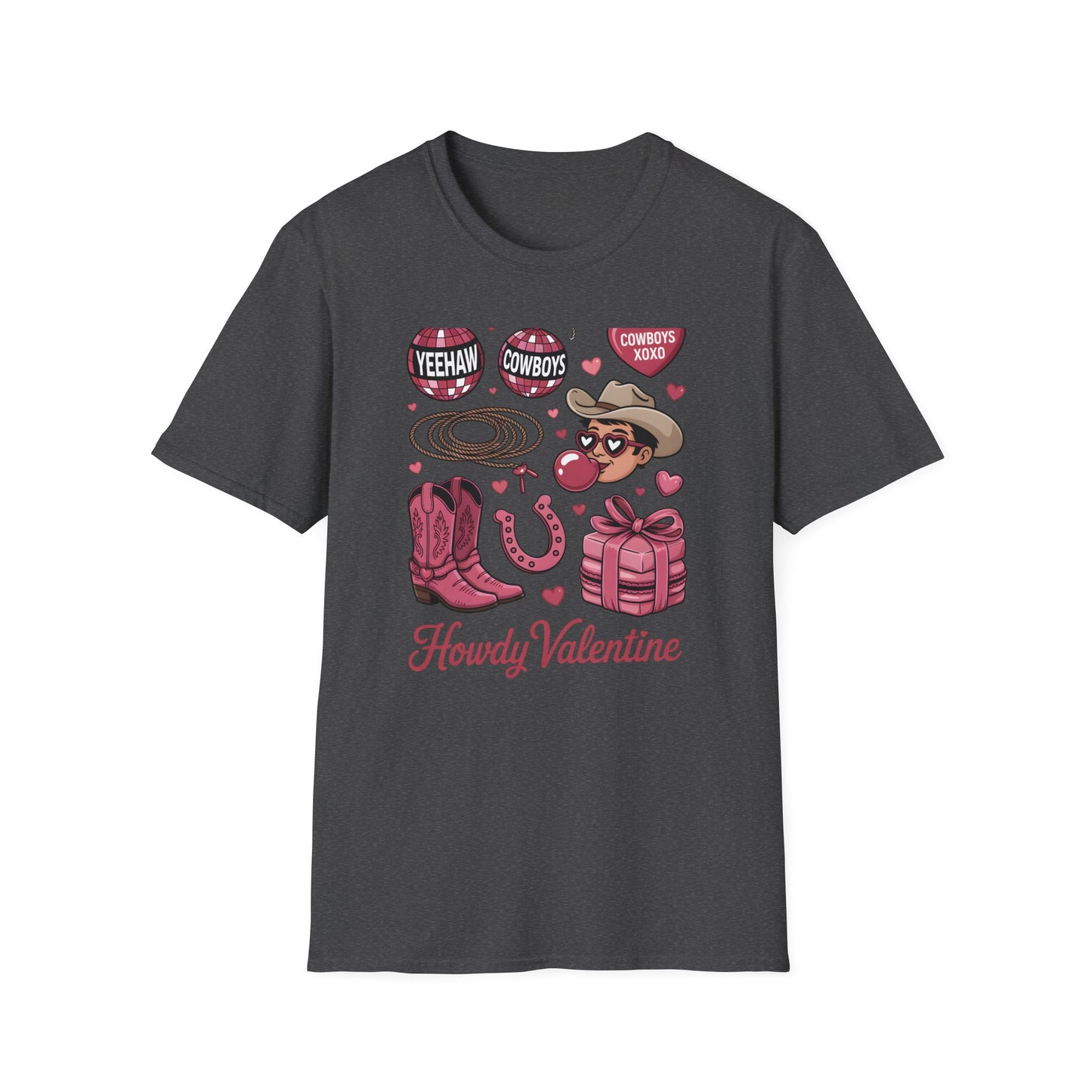 Howdy Valentine Cowboy T-Shirt | Sweet Western Love & YEEHAW Disco Heart Tee for Her | Unique Valentine's Day Gift
