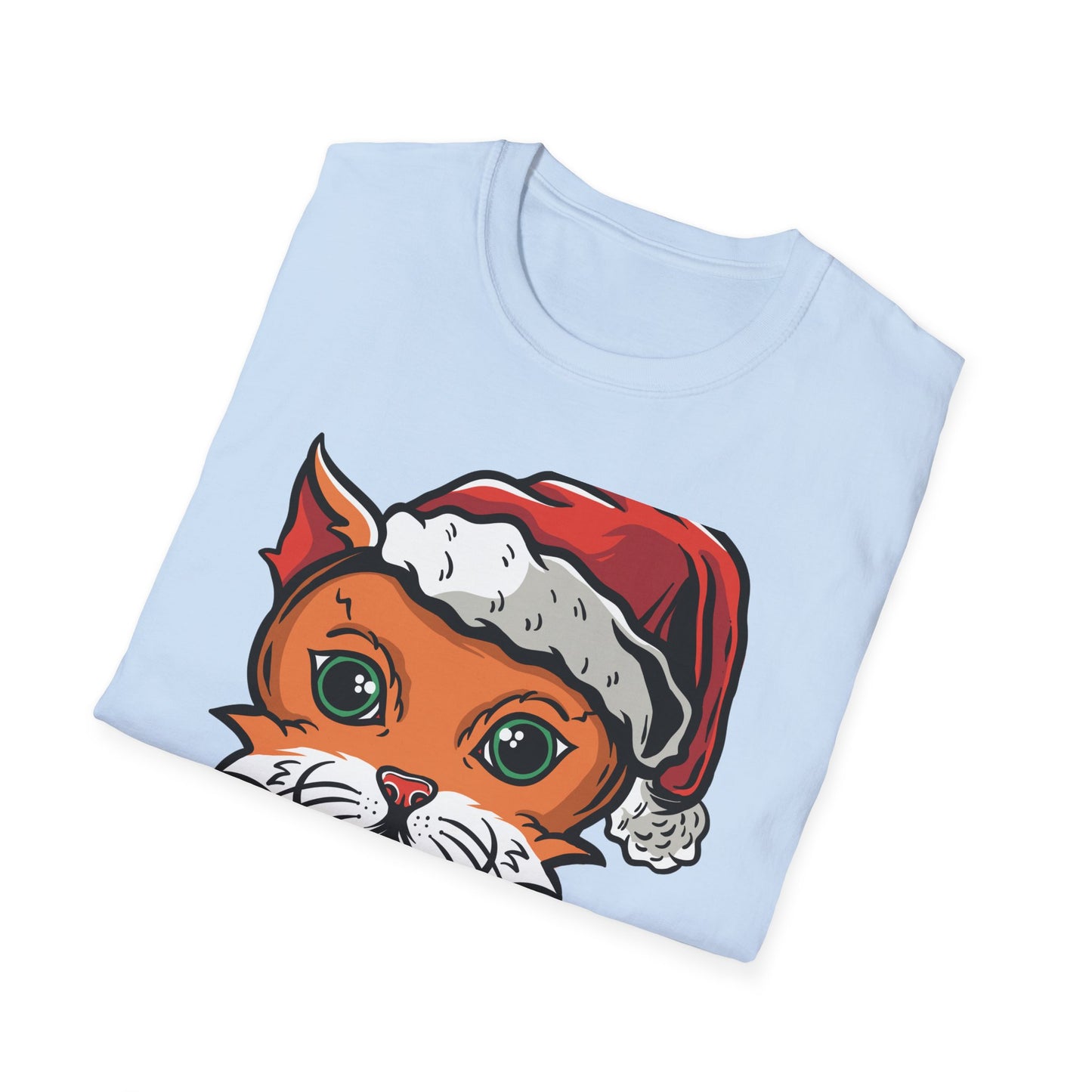 Festive Santa Cat T-Shirt with Candy Canes | Adorable Holiday Feline Tee | Purrfect Christmas Gift for Cat Lovers