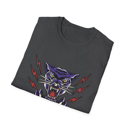 Fierce Purple Panther Lightning T-Shirt | Striking Wildcat Roar Graphic Tee for Edgy Style | Unleash Power!