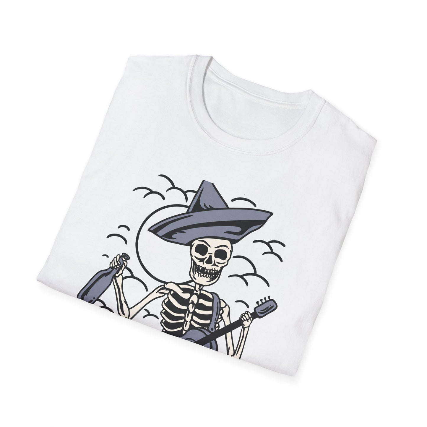 Screaming Skeleton Mariachi Band T-Shirt | Edgy Guitar & Tequila Skull Tee for Music Lovers & Day of the Dead Fans