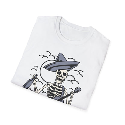 Screaming Skeleton Mariachi Band T-Shirt | Edgy Guitar & Tequila Skull Tee for Music Lovers & Day of the Dead Fans