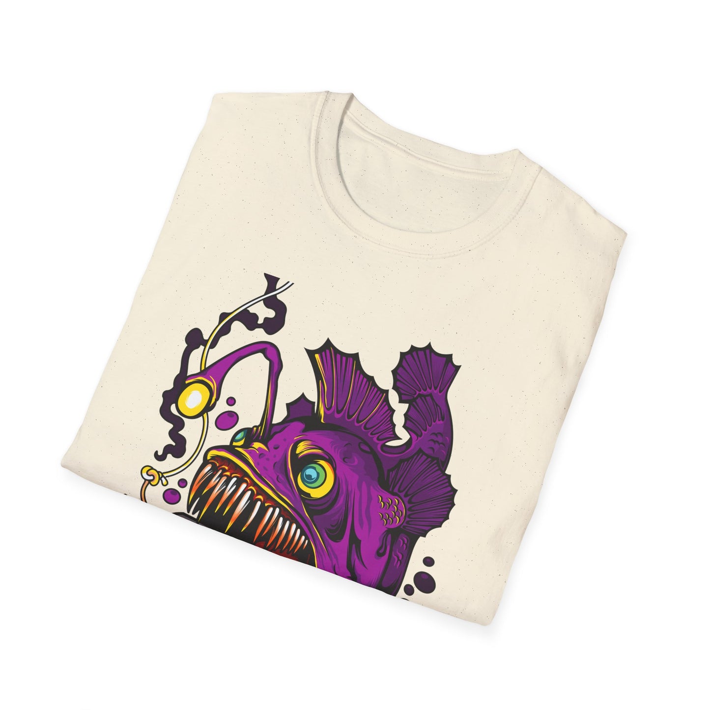 Fierce Anglerfish Smartphone T-Shirt - Deep Sea Tech Monster Graphic Tee | Unique & Trendy Gift for Gamers