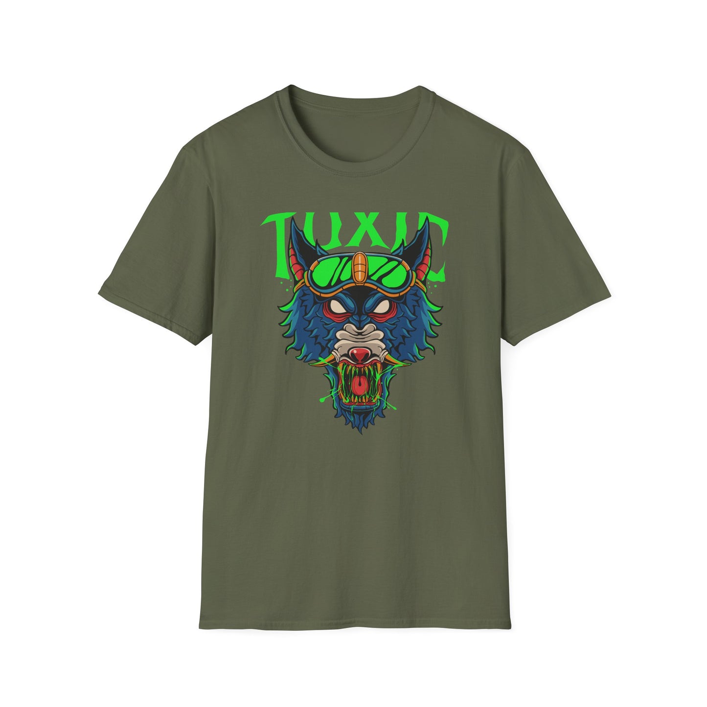 Vicious Toxic Wolf T-Shirt: Electrifying Rave Streetwear Tee with Neon Goggles – Unleash Your Edgy Style!
