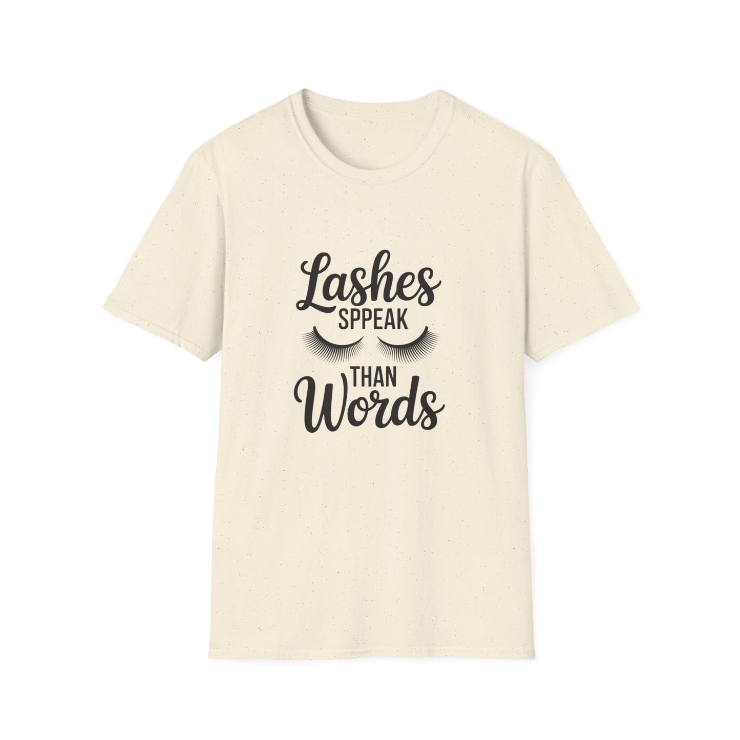 Chic 'Lashes Speak Than Words' T-Shirt | Glamorous Eyelash Design Tee for Beauty Lovers & Makeup Artists