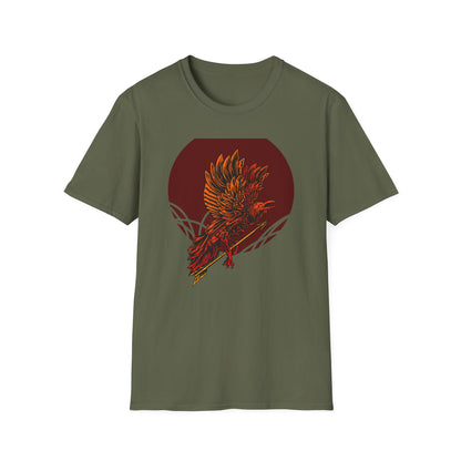 Fierce Mythical Raven Phoenix Warrior T-Shirt - Striking Tribal Art Statement Tee