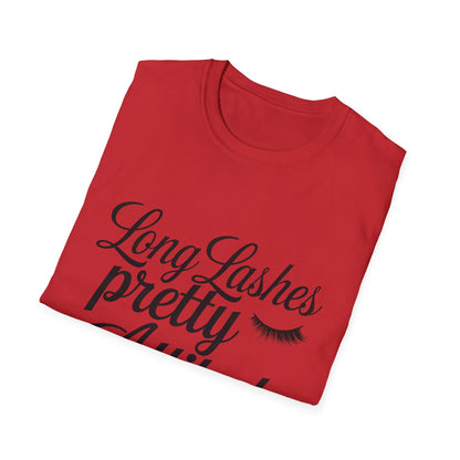 Long Lashes Pretty Attitude T-Shirt | Chic Makeup Lover Tee | Fierce & Fabulous Women's Beauty Statement Top