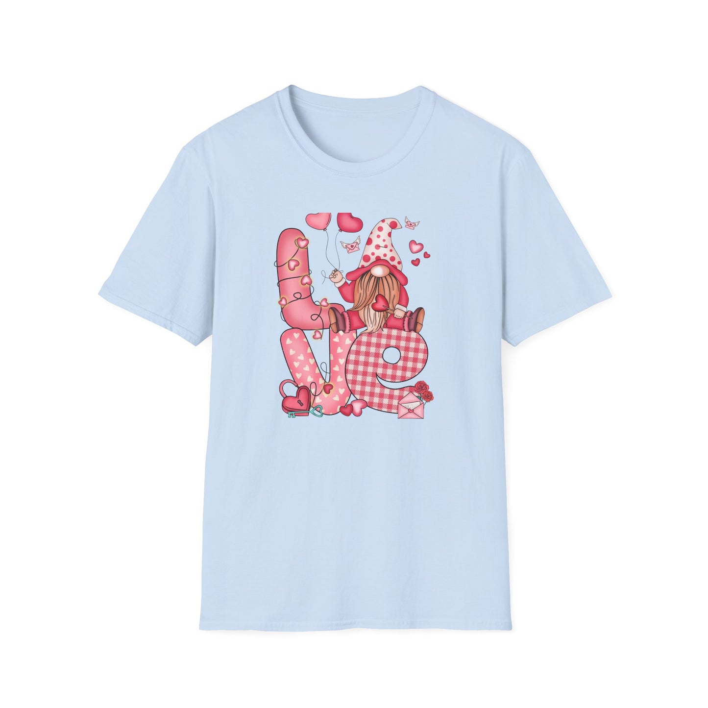 Charming Valentine's Gnome LOVE T-Shirt | Cute Hearts & Romantic Holiday Tee for Couples & Sweethearts
