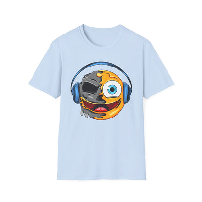 Mind-Blowing Melting Emoji Skull Headphones T-Shirt - Awesome Music Lover DJ Rave Tee