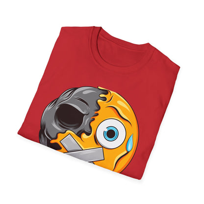 Edgy Melting Skull Emoji T-Shirt | Unique Duct Tape Silent Scream Tee | Bold Expression Wear | Trendy Grunge Aesthetic