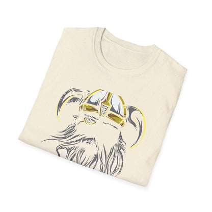 Majestic Viking T-Shirt: Legendary Norse Warrior with Golden Horned Helmet & Braided Beard - Epic Men's Tee Gift